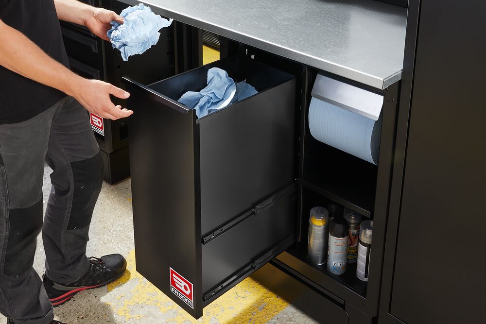Base unit with bin and paper roll holder RWS2 black Base unit with bin and paper roll holder RWS2 black